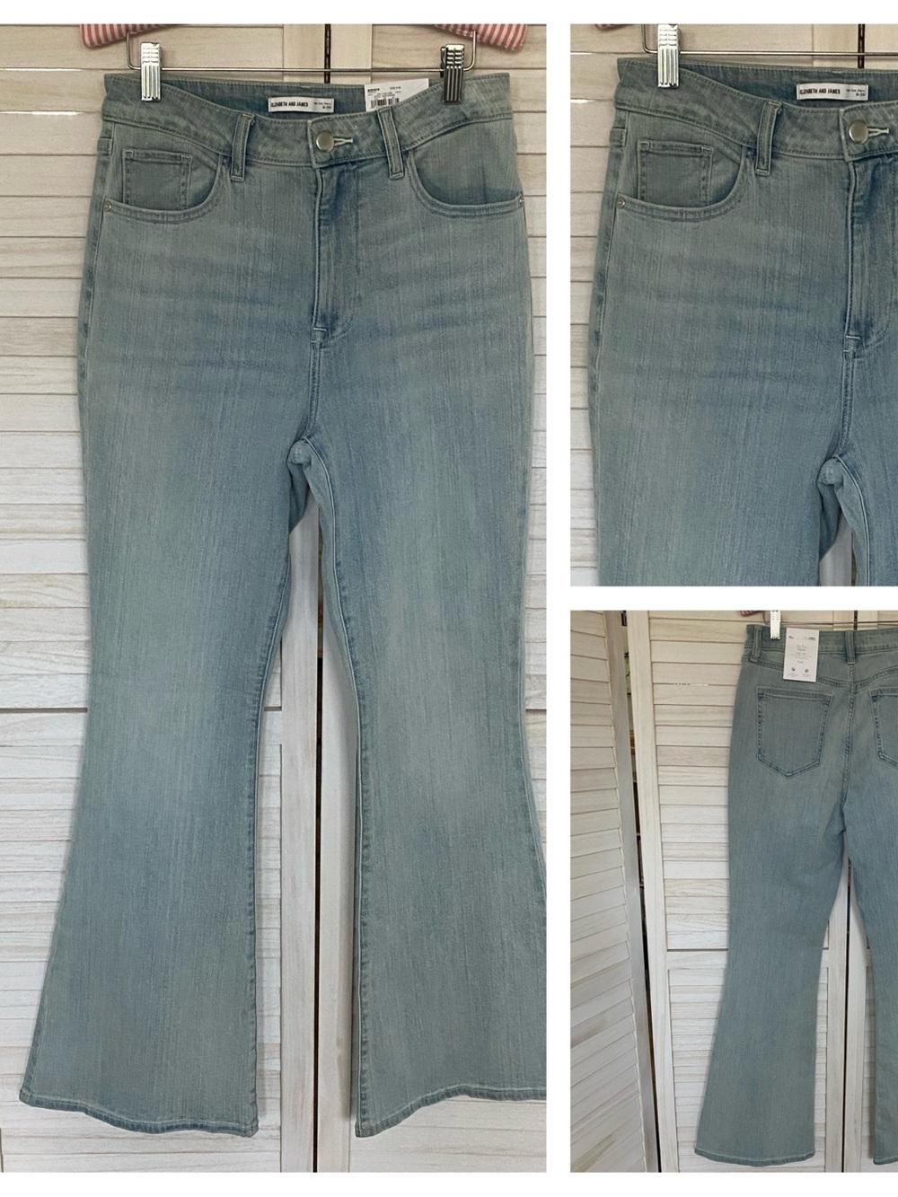 Elizabeth and James Organic Cotton Pale Blue High Rise Flared Jeans SZ 6(28) NWT